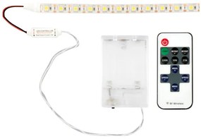 LED Strip Warm Wit Waterdicht Op 3xAA Batterijen, Dimbaar, Onderbouw