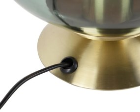 Art deco tafellamp messing met groen glas - Pallon