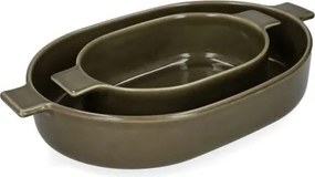 Ovenschaal, reactieve glazuur, steengoed, olijfgroen, 29,5 x 17 cm