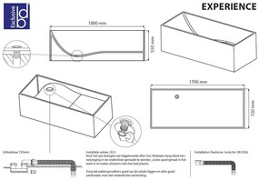 Best Design Experience solid surface vrijstaand bad 170x72x55cm mat wit