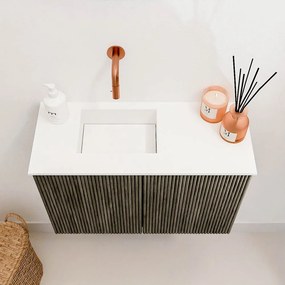 Mondiaz Joya 60cm toiletmeubel shadow met wastafel faye links zonder kraangat talc
