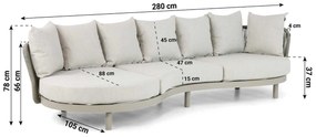 Loungeset tuin 3 personen Aluminium/rope Taupe  Hartman Bjorn/Bario
