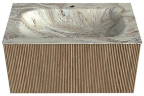 Mondiaz Kurve-dlux 80cm badmeubel dusk met 1 lade en wastafel big small midden 1 kraangat glace