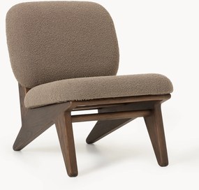 Loungefauteuil Shenay van essenhout met bouclé bekleding