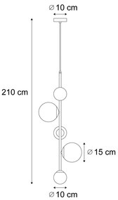 Design hanglamp zwart met mat glas 5-lichts - Vertical Design G9 bol / globe / rond Binnenverlichting Lamp