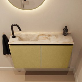 Mondiaz Ture DLux toiletmeubel 80cm oro met wastafel frappe links met kraangat