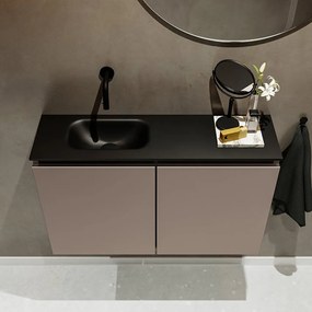 Mondiaz Ture 80cm toiletmeubel smoke met wastafel urban links geen kraangat