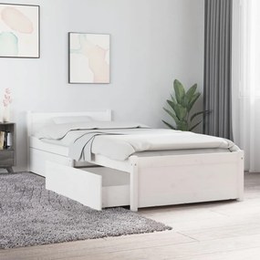 vidaXL Bedframe met lades wit 75x190 cm 2FT6 Small Single