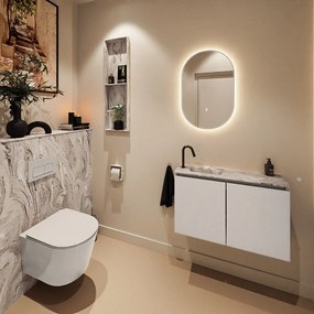 Mondiaz Ture DLux toiletmeubel 80cm linen met wastafel glace links met kraangat