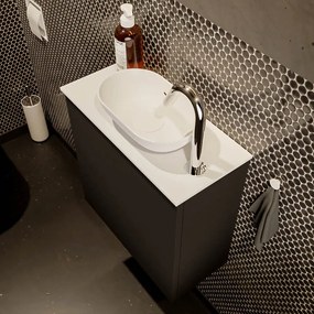 Mondiaz Fowy toiletmeubel 50cm urban met witte waskom rechts en kraangat