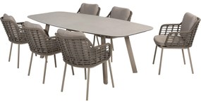 Puglia Manolo dining tuinset keramisch 240x103xH75 cm 7 delig latte Taste 4SO