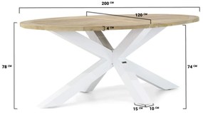 Tuinset 4 personen 200 cm Aluminium/teak Wit Lifestyle Garden Furniture Brandon/Bradford