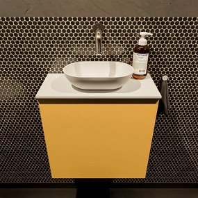 Mondiaz Fowy toiletmeubel 50cm ocher met witte waskom midden zonder kraangat