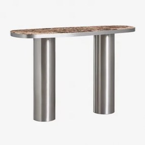 Ovale Halfronde Console 120x40 Cm In Natuursteen En Roestvrij Staal Fertrix Bruin Marmer Emperador - Sklum