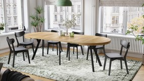 EXPANSO Eik Craft Złoty/zwarte poten - GROTE RONDE TAFEL Ø110 UITBREIDBAAR TOT 310 cm met Y-POTEN LOFT/INDUSTRIAL