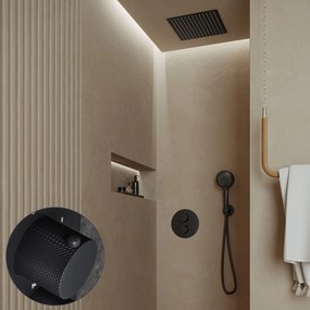 Saniclear Cube Curved inbouw regendouche rond met inbouw douchekop 30x30cm en 2 standen handdouche zwart mat