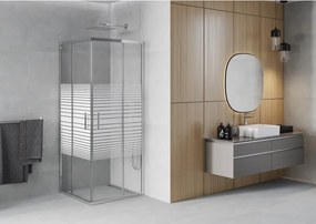 Mexen Rio vierkante douchecabine 80 x 80 cm, witte strepen, chroom - 860-080-080-01-20