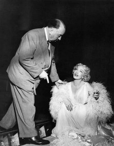 Foto On The Set, Alfred Hitchcock And Marlene Dietrich.