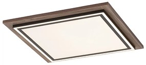 Plafondlamp met dimmer hout vierkant incl. LED met afstandsbediening - Ajdin Modern Binnenverlichting Lamp