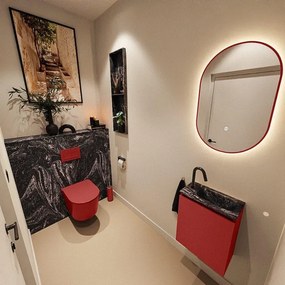 MONDIAZ TURE-DLUX 40cm toiletmeubel Fire. EDEN wastafel Lava positie rechts. Met 1 kraangat. TUREDX40FIRR1LAV