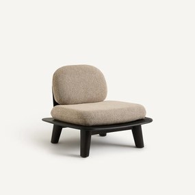 Fauteuil van massief teakhout met kussens van gemêleerde stof, Mazai