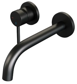 Brauer Black Edition ColdStart wastafelkraan inbouw gebogen uitloop en rozetten model A2 zwart mat