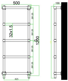 Eastbrook Kennet elektrische handdoekradiator 50x120cm 200W chroom