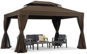Tuinpaviljoen met klamboe en gordijnen Valencia 4x4m bruin Garden Point
