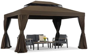 Tuinpaviljoen met klamboe en gordijnen Valencia 4x4m bruin Garden Point