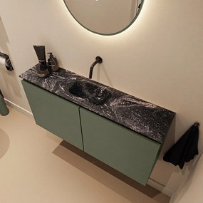 Mondiaz Ture DLux toiletmeubel 100cm army met wastafel lava midden zonder kraangat