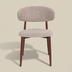 Eetkamerstoel Walnoot Met Beige Stof
