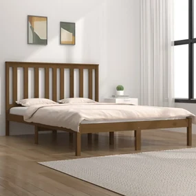 vidaXL Bedframe massief grenenhout honingbruin 160x200 cm
