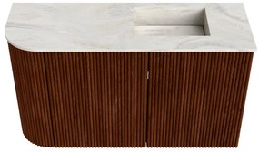 Mondiaz Joya DLux 70cm toiletmeubel ronding links ruby met wastafel faye rechts 1 kraangat ostra