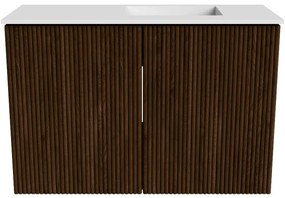 Mondiaz Joya 60cm toiletmeubel walnut met wastafel faye rechts 1 kraangat talc