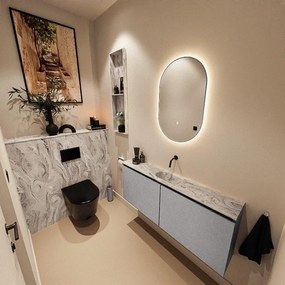 MONDIAZ TURE-DLUX 120cm toiletmeubel Plata. EDEN wastafel Glace positie midden. Zonder kraangat. TUREDX120PLAM0GLA