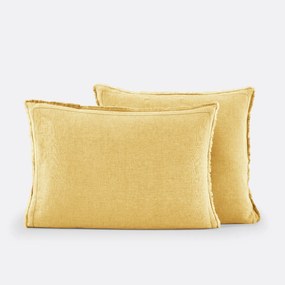 Kussensloop in gewassen linnen, laddersteek, Linot