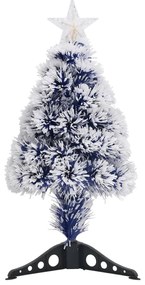 vidaXL Kunstkerstboom met LED 64 cm glasvezel wit en blauw