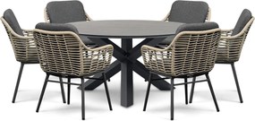 Tuinset Ronde Tuintafel 6 personen 150 cm Rope Grijs Coco Antoni/Xento