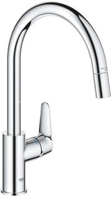 Grohe BauCurve Keukenmengkraan C-uitloop uittrekbare mousseur Chroom