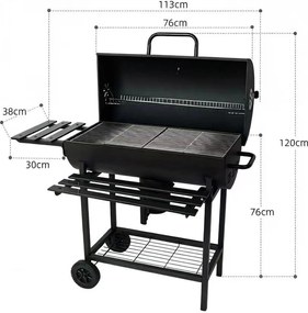 Alora Houtskool Barbecue– Compacte Grill met Warmhoudrek en Spatelset