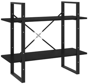 vidaXL Boekenkast met 2 schappen 80x30x70 cm massief grenenhout zwart