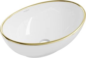 Mexen Elza opbouwwastafel 40 x 33 cm, wit/gouden rand - 21014005
