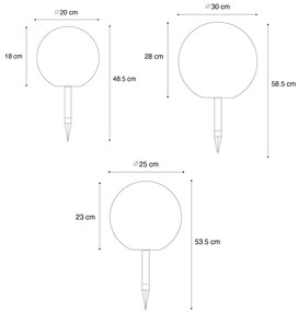 Set van 3 buiten vloerlampen wit incl. LED solar IP44 - Ludger Modern IP44 Buitenverlichting rond