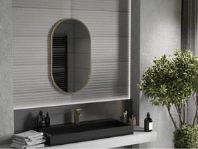 Mexen Loft Ovale badkamerspiegel 85 x 50 cm, frame in geborsteld goud - 9851-085-050-000-50