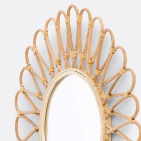 Spiegel in rotan en bamboe, zon modelØ50 cm, Nogu