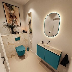 MONDIAZ TURE-DLUX 80cm toiletmeubel Smag. EDEN wastafel Frappe positie midden. Zonder kraangat. TUREDX80SMAM0FRA