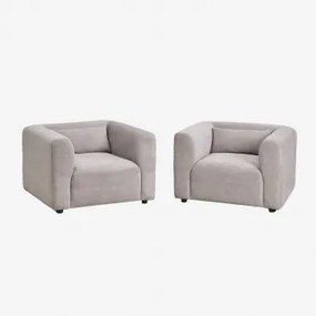 Pack Van 2 Gestoffeerde Fauteuils Fogler Corduroy Licht Taupegrijs - Sklum