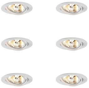 Set van 6 Moderne inbouwspot wit kantelbaar AR70 - Cisco GU10 Binnenverlichting Lamp