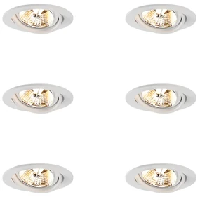 Set van 6 Moderne inbouwspot wit kantelbaar AR70 - Cisco GU10 Binnenverlichting Lamp