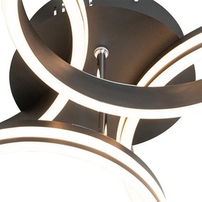 Plafondlamp zwart incl. LED 3-staps dimbaar 4-lichts - Navara Design rond Binnenverlichting Lamp